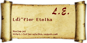 Löfler Etelka névjegykártya